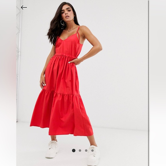 Red tiered maxi dress size 6 ASOS - Picture 1 of 3